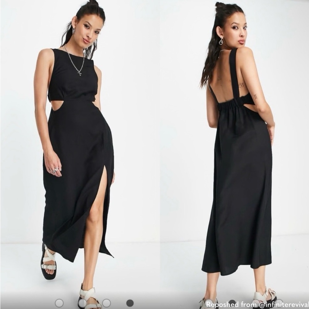 ASOS Black Maxi Dress with Side Cutouts and Thigh Slit